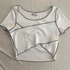 Women’s Black and White Crop Top in Size Medium